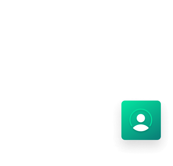 User profile icon on green gradient square button, representing secure user management within Coalesce's data catalog