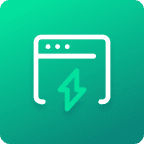 Application window with lightning bolt icon on green gradient background, representing Coalesce's fast data processing and transformation features